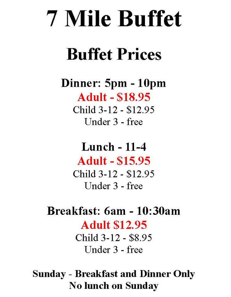 7 Mile Buffet menu page 1
